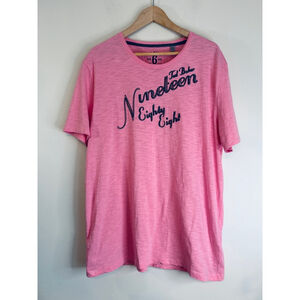 Ted Baker Embroidered 1988 Pink Cotton Crew Neck T'Shirt Men's Size 6 XL